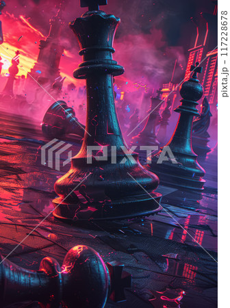 A Chessboard in Mid-Game, Abandoned , plans gone awry or giving up. 117228678