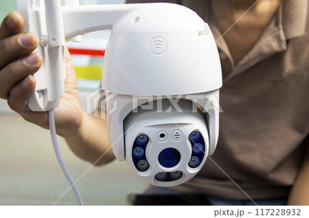 front view of white ip camera 117228932