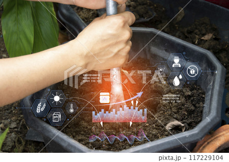 The concept of using AI and Smart Farming to analyze and increase productivity. 117229104