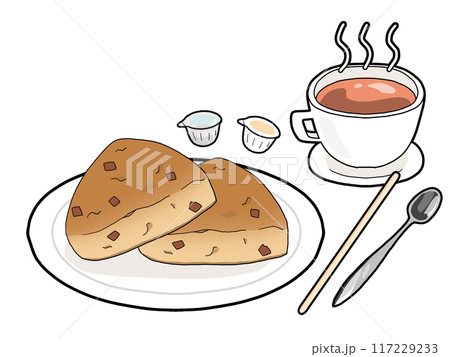紅茶とスコーンのイラストセット2 117229233