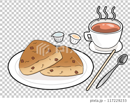 紅茶とスコーンのイラストセット2 117229233