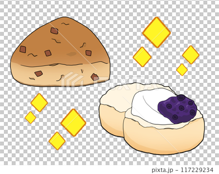 Illustration of two types of scones 117229234