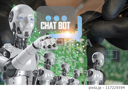 Chat concept with AI artificial intelligence Using commands to create something future technology changes Chat concept with AI artificial intelligence Using commands to create something future technology changes 117229394
