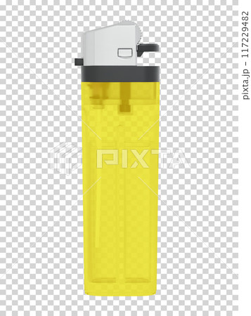 Plastic transparent classic lighter on checkered background 117229482