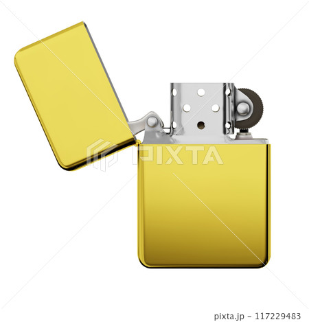 Metallic luxury lighter with open cover isolated on white background 117229483