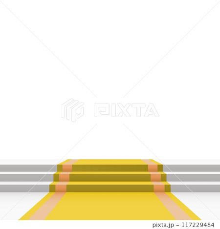 Yellow carpet on stairs on white background 117229484
