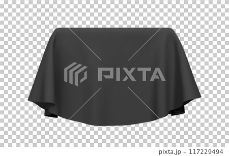 Black fabric covering a cube or rectangular shape Black fabric covering a cube or rectangular shape 117229494