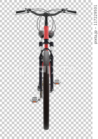 Red bicycle, front view isolated on white background, 3D illustration Red bicycle, front view isolated on white background, 3D illustration 117229501