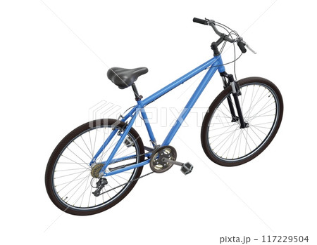 Blue bicycle, top back view isolated on white background, 3D illustration Blue bicycle, top back view isolated on white background, 3D illustration 117229504