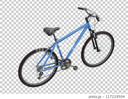 Blue bicycle, top back view isolated on white background, 3D illustration Blue bicycle, top back view isolated on white background, 3D illustration 117229504