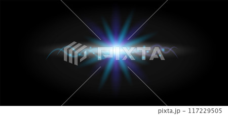 Vector Beautiful glow with lines of waves and highlights. Abstract futuristic background explosion in outer space. Blue, purple, what tones. The space Infinity universe. Abstract bokeh lights on lens. 117229505