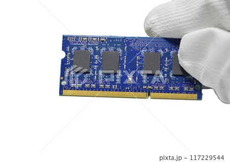 Close-up of notebook RAM type DDR3 117229544