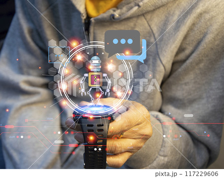Digital chatbots. Access information in online networks. Robot Applications and Global Connectivity AI Artificial Intelligence innovation and technology 117229606