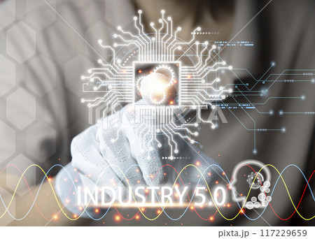 The concept of Industrial Revolution No. 5 is to improve the production process to be more efficient. By working together between humans, intelligent systems and robots The concept of Industrial Revolution No. 5 is to improve the production process to be more efficient. By working together between humans, intelligent systems and robots 117229659