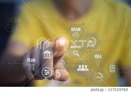 concept of technology and people using AI to help with work. AI Learning and Artificial Intelligence concept of technology and people using AI to help with work. AI Learning and Artificial Intelligence 117229769