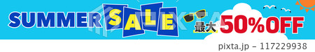 サマーセールのバナーベクターイラスト素材【728x90】 117229938