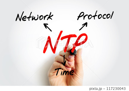 NTP - Network Time Protocol acronym, technology concept background 117230043