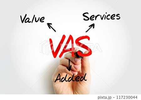 VAS - Value Added Services acronym, business concept background VAS - Value Added Services acronym, business concept background 117230044