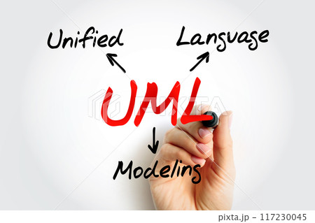 UML - Unified Modeling Language acronym, technology concept background 117230045
