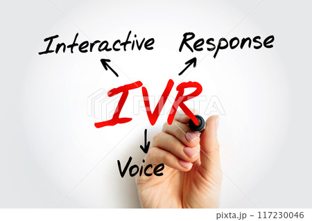 IVR Interactive Voice Response - technology that allows humans to interact with a computer-operated phone system through the use of voice, acronym text concept IVR Interactive Voice Response - technology that allows humans to interact with a computer-operated phone system through the use of voice, acronym text concept 117230046