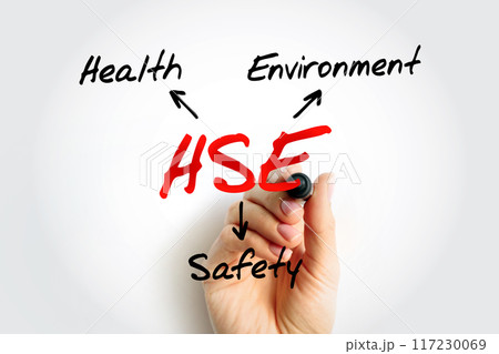 HSE - Health Safety Environment acronym, concept background HSE - Health Safety Environment acronym, concept background 117230069