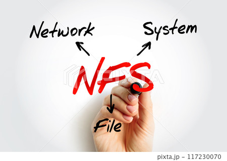 NFS - Network File System acronym, technology concept background 117230070