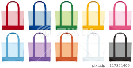 カラフルでシンプルな推しトートバッグのベクターイラストアイコン／カラーベース 117231409