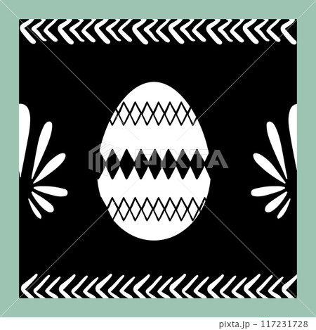 Black and White Happy Easter Linocut Seamless Pattern 117231728
