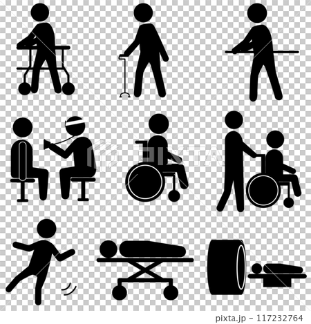 一組與醫療和護理相關的象形圖 117232764