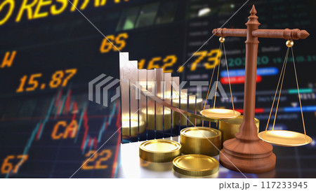 The libra and coins for Business concept 3d rendering. The libra and coins for Business concept 3d rendering. 117233945
