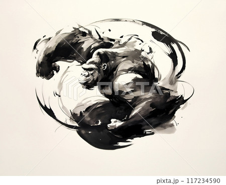 ゴリラの水墨画 117234590
