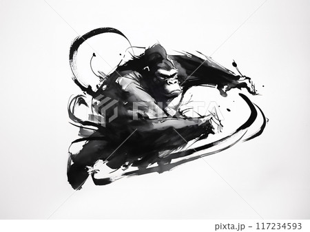 ゴリラの水墨画 117234593