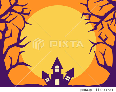 満月の夜のハロウィン背景 117234784