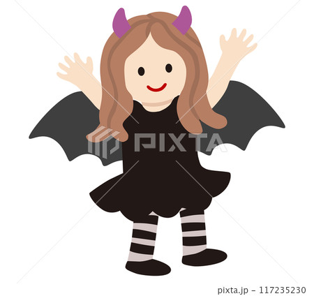 ハロウィンでこうもりの仮装をする子どものベクターイラスト ハロウィンでこうもりの仮装をする子どものベクターイラスト 117235230