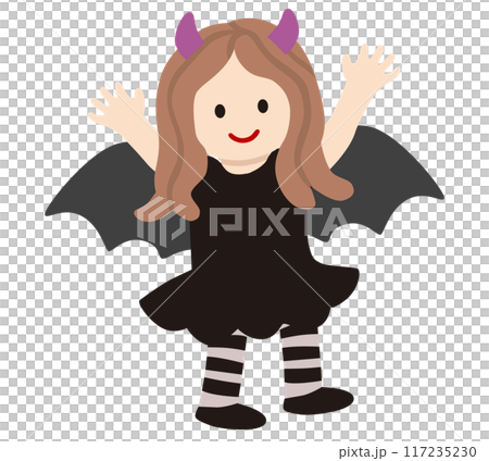 ハロウィンでこうもりの仮装をする子どものベクターイラスト ハロウィンでこうもりの仮装をする子どものベクターイラスト 117235230