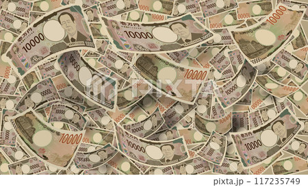 お金 新一万円札が舞う お金 新一万円札が舞う 117235749