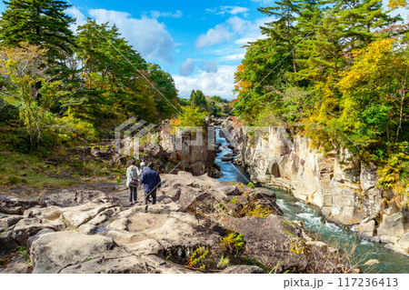 【岩手県一関市】伊達政宗が愛した奇岩が連なる絶景・厳美渓 【岩手県一関市】伊達政宗が愛した奇岩が連なる絶景・厳美渓 117236413