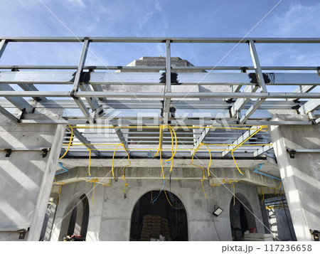 Metal engineering structure on a construction site 117236658