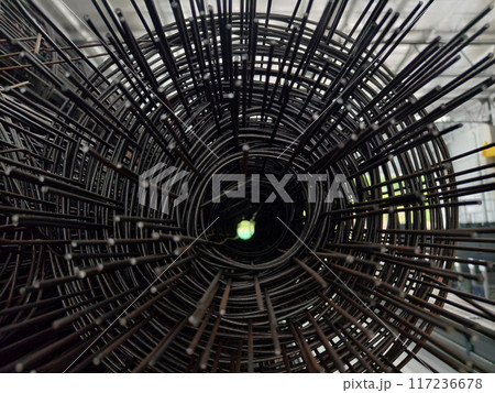Background of metal bars at the construction warehouse 117236678