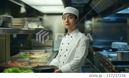 chef in commercial kitchen 117237236