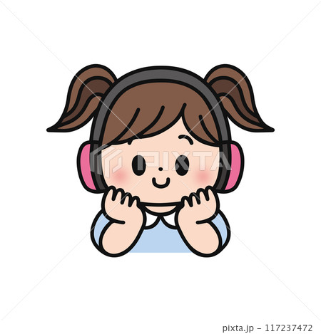 ヘッドフォンをしている女の子 117237472