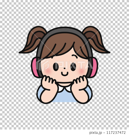 ヘッドフォンをしている女の子 117237472