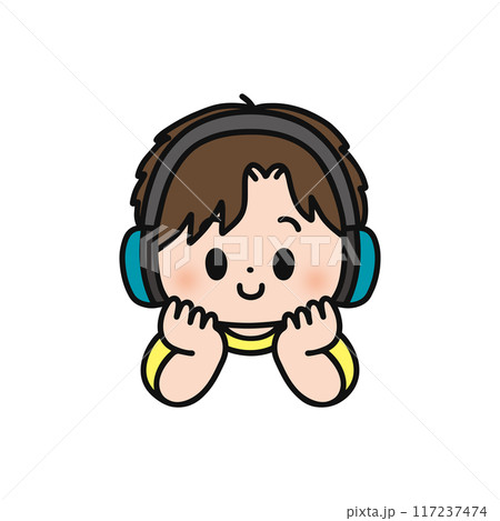 ヘッドフォンをしている男の子 117237474