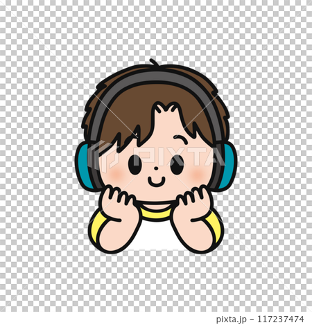 ヘッドフォンをしている男の子 117237474