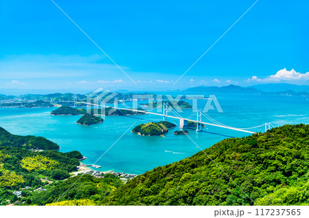 愛媛 しまなみ海道　～亀老山展望公園から見る来島海峡大橋～ 117237565