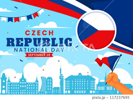 Happy Czech Republic National Day Vector Illustration on September 28th with a Waving Flag in Celebrations and Festivals Flat Style Cartoon Background 117237695