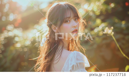 ロマンティックな女性のヘアモデル写真 117237718