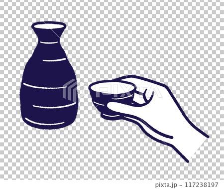 徳利に入った日本酒とおちょこを手に持ったイラスト 徳利に入った日本酒とおちょこを手に持ったイラスト 117238197