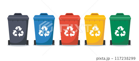 multi colored trash cans isolated on white background vector illustration multi colored trash cans isolated on white background vector illustration 117238299