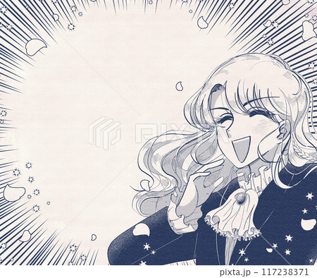 少女漫画風イラスト・ロングヘア美少年が笑うバナー 117238371